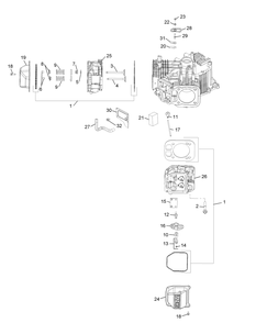 Kohler Kt725-3013 Head, Valve And Breather Diagram and Parts List for XT2-LX42KH (13APA1CS010-13WPA1CS010)(2015) Cub Cadet Lawn Tractor